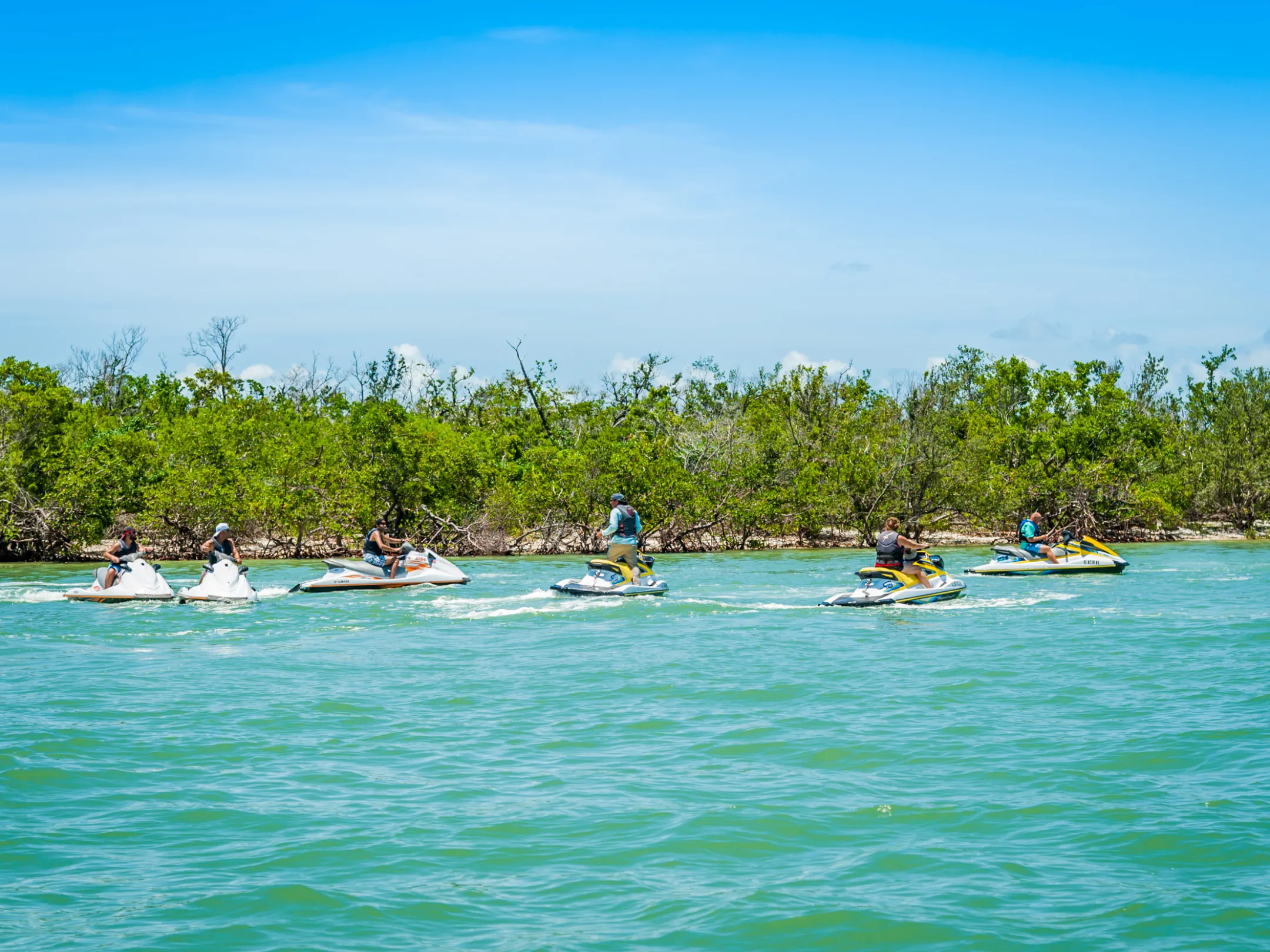 group of jet skiers exploring inlets around Marco Island
